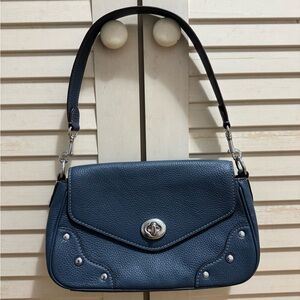 Coach Navy Blue Leather Shoulder Bag